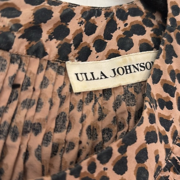 Ulla Johnson Lennie Pleated Cotton Poplin Top Cheetah Print Animal Print Size 2 - Picture 7 of 13